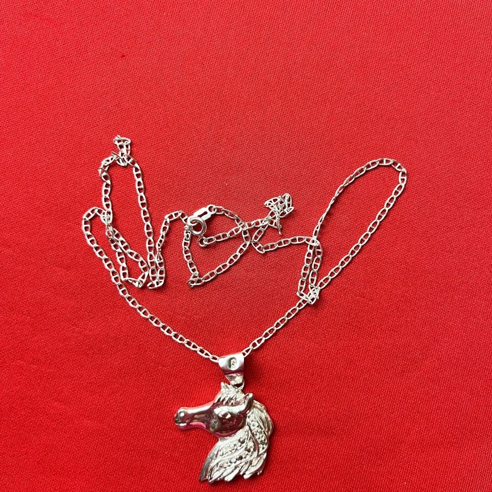 925 strling Silver Horse Pendant Necklace for Kids‎